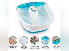 Homedics Bubble Mate Heated Foot Spa Bubble Foot Massager with Raised Massage nodes and Removable Pumice Stone 30