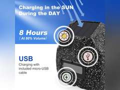 STUDIOFINIX 6.5" Rock Speakers Outdoor Waterproof - 5.3 Bluetooth Wireless Speaker Solar Powered Max Peak 200W for Garden,Patio,Deck,Pool,Backyard (Gray 1 Pair) 200