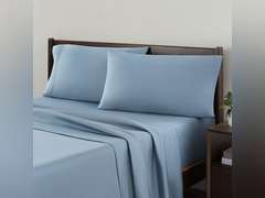 White,Allswell Soft & Silky 4-Piece Blue Illusion Rayon Derived from Bamboo Sateen Bed Sheet Set, Full 49