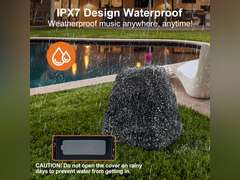 STUDIOFINIX 6.5" Rock Speakers Outdoor Waterproof - 5.3 Bluetooth Wireless Speaker Solar Powered Max Peak 200W for Garden,Patio,Deck,Pool,Backyard (Gray 1 Pair) 200