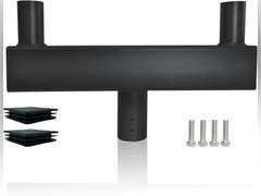 (No screws)Bullhorn Light Bracket with 2 Tenon Adapters 2-3/8,180 Degree Double Bull Horn Mounting Arm for Round Pole, Heavy Duty Low Profile Bullhorn for Led Parking Lot Lighting, Shoebox Lights (Black) 80