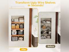 Aluminum 5 PCS Wire Rack Covers for Pantry Wood Grain, 24' W * 12' D Ready to Use, Faux Wood Shelf Covers for Wire Shelving, Rustic Closet Shelves Covering Toppers, for Pantry, Bathroom, Kitchen 72