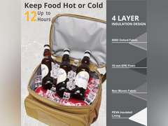 ATRIPACK 2 Compartment Lunch Bag for Men Adult, Tactical Lunch Box Leakproof Insulated Large Cooler Bag for Work with Adjustable Shoulder Strap Flag Double Layer Lunch Pail Brown 32