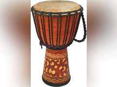 Terre Percussion Djembe Standard line carve Handmade Drum Circle Instrument, Carved Mahogany, 20" tall, 10" head, NK149 135