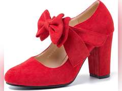 MAIERNISI JESSI Women's Bowknot Mary Jane Block Heel Round Pumps Closed Toe Dress Shoes size 9 34