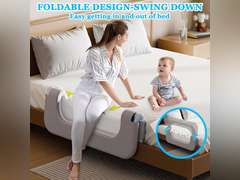 (Similar)Baby Bed Guard Rail for Toddler - Adjustable Heights, Swing Down Bedrail, Extra Tall Child Safety Side Railing Guards for Kids - Toddler Bed Rail for Queen, King, Twin, and Bunk Size Beds (32 inch) 34