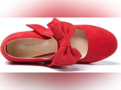 MAIERNISI JESSI Women's Bowknot Mary Jane Block Heel Round Pumps Closed Toe Dress Shoes size 9 34