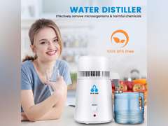 DC HOUSE 1 Gallon Water Distiller Machine, 750W 4L Pure Distilled Water Maker Machine for Home Countertop Table Desktop, Drinking Purifier for Home Kitchen CPAP Hmidifiers with Pastic Container 79