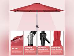 Tempera Patio Market Outdoor Table Umbrella with Push Button Tilt and Crank,Large Sun Umbrella with Sturdy Pole&Fade resistant canopy,Easy to set 34