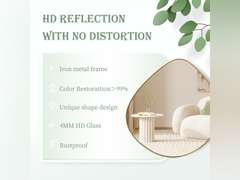 Irregular Wall Mirror Metal Gold Framed Wall Mirror for Living Room Bedroom Bathroom Entryway Wall Decor 31.5"*32" BKS002Gold 130