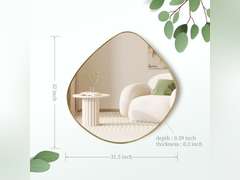 Irregular Wall Mirror Metal Gold Framed Wall Mirror for Living Room Bedroom Bathroom Entryway Wall Decor 31.5"*32" BKS002Gold 130