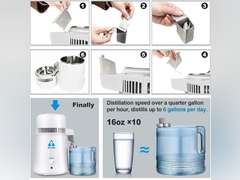 DC HOUSE 1 Gallon Water Distiller Machine, 750W 4L Pure Distilled Water Maker Machine for Home Countertop Table Desktop, Drinking Purifier for Home Kitchen CPAP Hmidifiers with Pastic Container 79