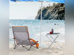 PORTAL Beach Chairs for Adults Camping Low Lightweight Portable Chair with Cup Holder Mesh Back Carry Bag for Outdoor Sand Lawn Travel Picnic Festival Concert, 350LBS 80