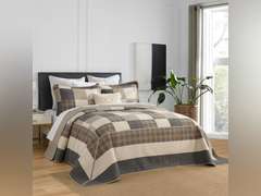 SahSahCasa 120"x120" 100% Cotton Oversized California King Bedspread Coverlet Quilt Set, Cal King Quilted Bedspread Extra Large Quilt, XL Bed Spread Lightweight Comforter, 3pc, Charcoal/Beige/Brown 180