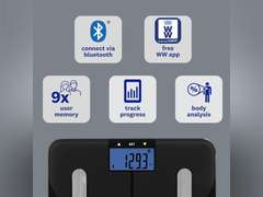Weight Watchers Scales by Conair Smart Scale for Body Weight, Digital Bluetooth Smart Bathroom Scale with Body Fat, Muscle, and BMI in Black 61