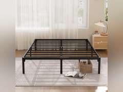 Screw Free Queen Size Bed Frame No Box Spring Needed 14 Inch Queen Platform Heavy Duty Support 650lbs Easy to Assembly,Noise and Tool Free Black Queen Bed Frame 100