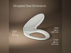 KOHLER 4636-RL-NY Cachet ReadyLatch Elongated Toilet Seat Slow Close, Soft Close Toilet Seat Quiet Lid, Contoured Grip-Tight Bumpers Installation Hardware, Apartment Essentials, Dune 64