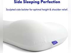 C CUSHION LAB Deep Sleep Pillow, Patented Ergonomic Contour Design for Side & Back Sleepers, Orthopedic Cervical Shape Gently Cradles Head & Provides Neck Support & Shoulder Pain Relief - Calm Grey 100