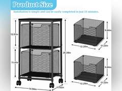 Rolling File Cart with 2 Storage Drawers, Under Desk Storage, Hanging File Folder Organizer with Wheels, Printer Stand Utility Craft Cart Filing Cabinet for Home Office,Black 50