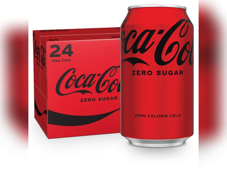 Coca-Cola Zero Sugar Soda, 12 fl oz Cans, 24 Pack - Classic Cola Soft Drink Fridge Pack best by 12/15/2025 17