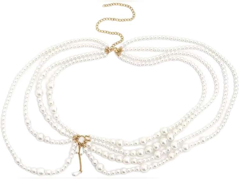 Pearl Waist Chain, Layered Belly Body Chains, Bikini Belly Jewelry, Fashion Beach Rave Party Club Body Accessories, Women and Girls 14