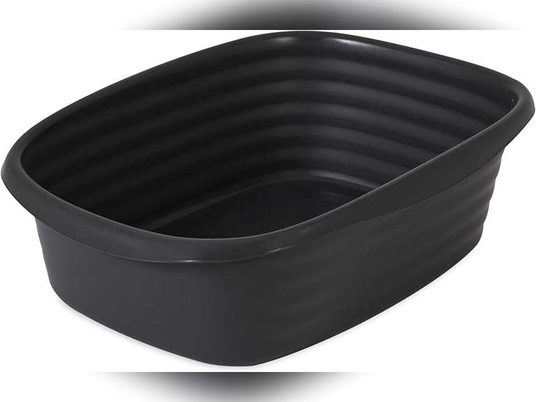 Arm & Hammer Simply Recycled Wave Open Cat Litter Pan, Small, Cat Litter Box, Made in USA, Black 11