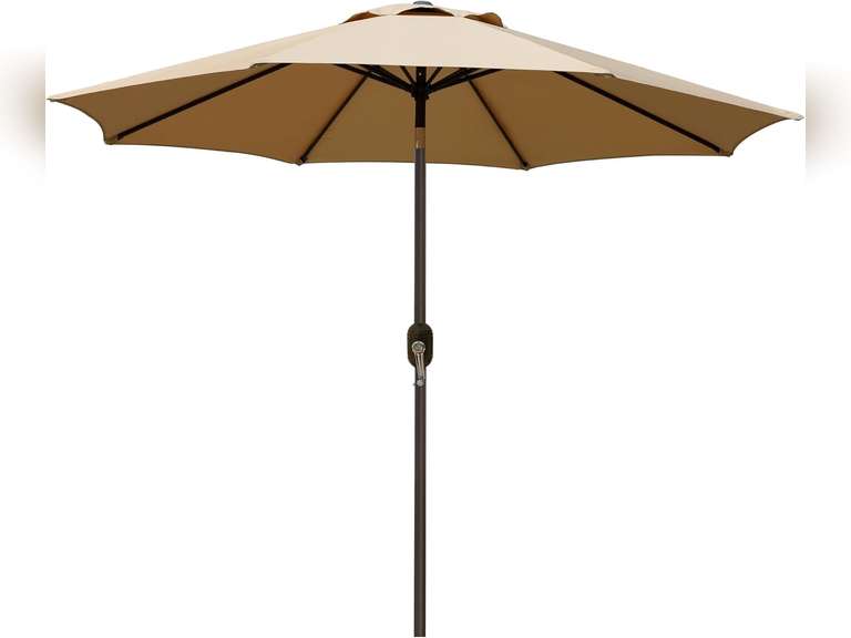 Blissun 9' Outdoor Patio Umbrella, Outdoor Table Umbrella, Yard Umbrella, Market Umbrella with 8 Sturdy Ribs, Push Button Tilt and Crank 46