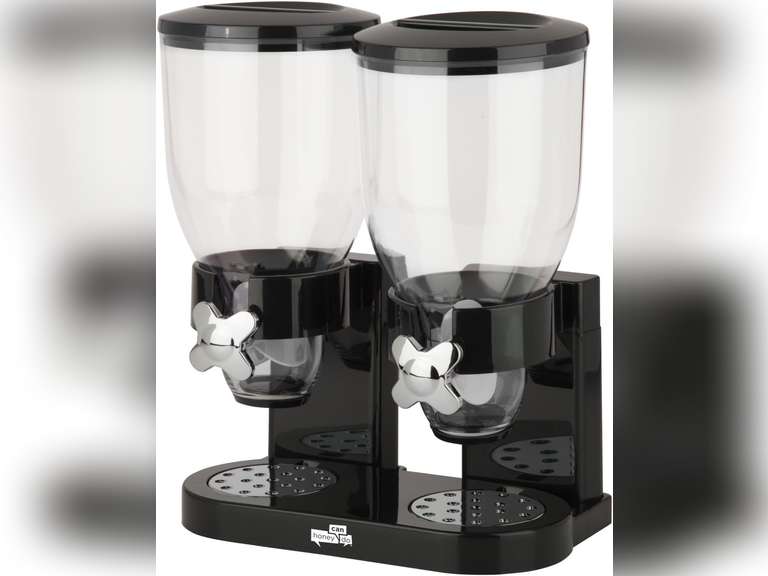 Honey-Can-Do Zevro Essential Dual-Control Dry Food Dispenser   Effortless & Organized Storage for Cereal, Dog Food, or Snack Dispenser for All Kinds of Treats, 17.5 oz Each Capacity, Black/Chrome 43