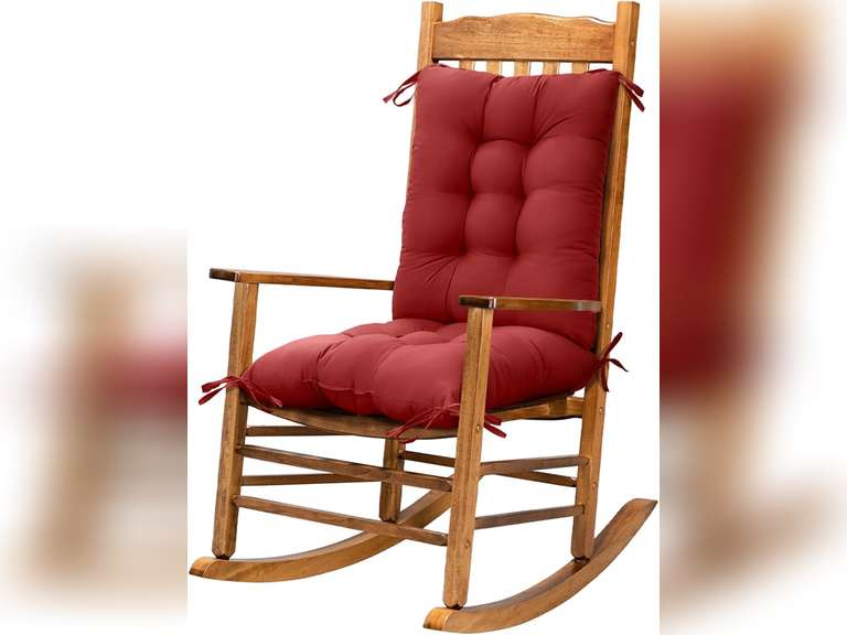 Similar model Indoor Outdoor Rocking Chair Cushion Tufted Chair Pads for Patio Rocker Furniture Burgundy Seat Cushions with Ties 25