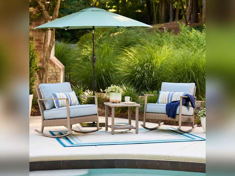 allen + roth Ivy Meadows 4-Piece Wicker Patio Conversation Set with ...