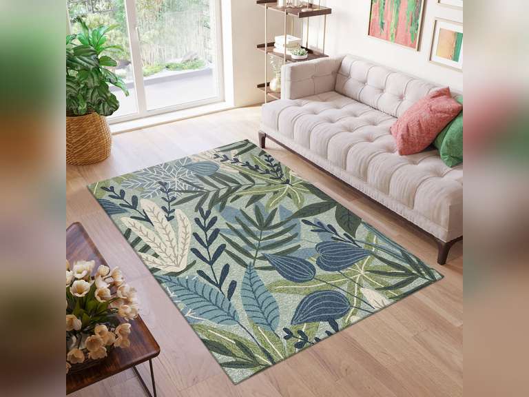 allen + roth with STAINMASTER Botanical Veil 5 X 8 (ft) Green Indoor ...