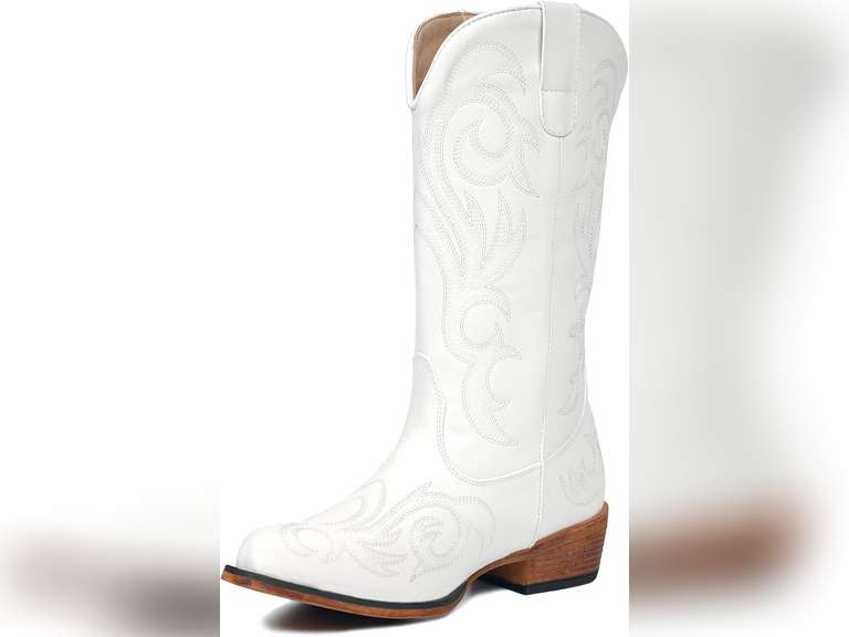 IUV Cowboy Boots For Women Mid Calf Cowgirl Boots Pointy Toe Western Boot 40