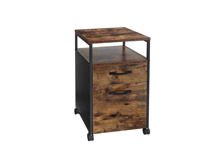 Industrial Style File Cabinet, Rustic Brown+Black 48