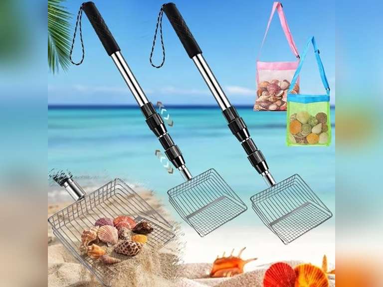Sand Removing Tools 2 Pcs Shell Scooper for Beach Shark Tooth Sifter with Stainless Steel ...