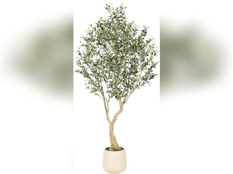 Realead 6ft Artificial Olive Tree with Tall Exquisite Planter ...