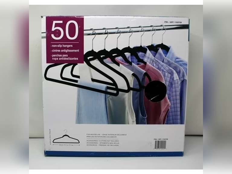Space Saving Non Slip Hangers, 50 Pack, Black 25