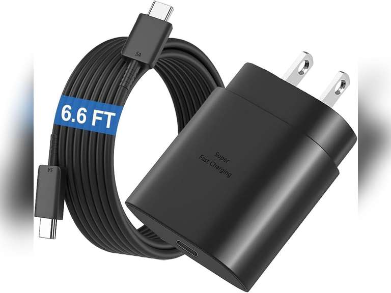 For Samsung Galaxy Z Flip 7/Fold 7/Flip 7 FE/Flip 6/Z Fold 6/Z flip 5/Z Fold 5/Z Flip 4 Charger Block 25WSuper Fast Charger Block USB Type C Fast Charging Cord 6.6FT High Speed Adapter USB C Phone 10