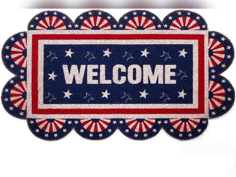Dunzy Welcome Patriotic Door Mats Outdoor 4th of July Door Mat Coir American Flag Memorial Day Rug Non Slip Entrance Patriotic Outdoor Rug for Independence Day Front Porch Entryway Decor, 18 x 30 Inch 26