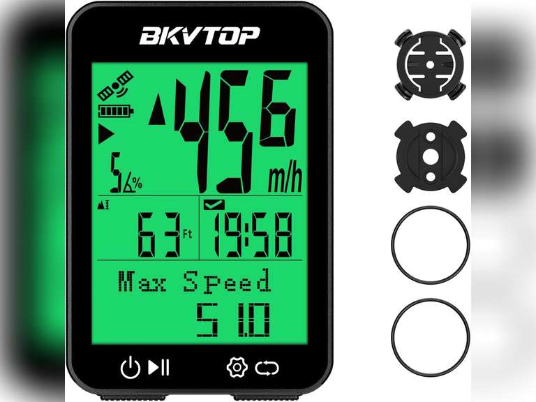 GPS Bike Computer Wireless Cycling Computer with 9 Language Support, 2.4 Inch Easy to Read LCD Speedometer, IPX7 Waterproof, Auto Start Stop MPH KMH for Road Mountain Bike 31