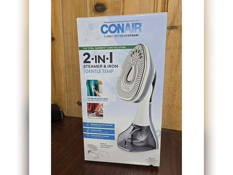 (U)Conair Turbo Extremesteam 2 in 1 Steamer and Iron with Gentle Temp Accessories 37