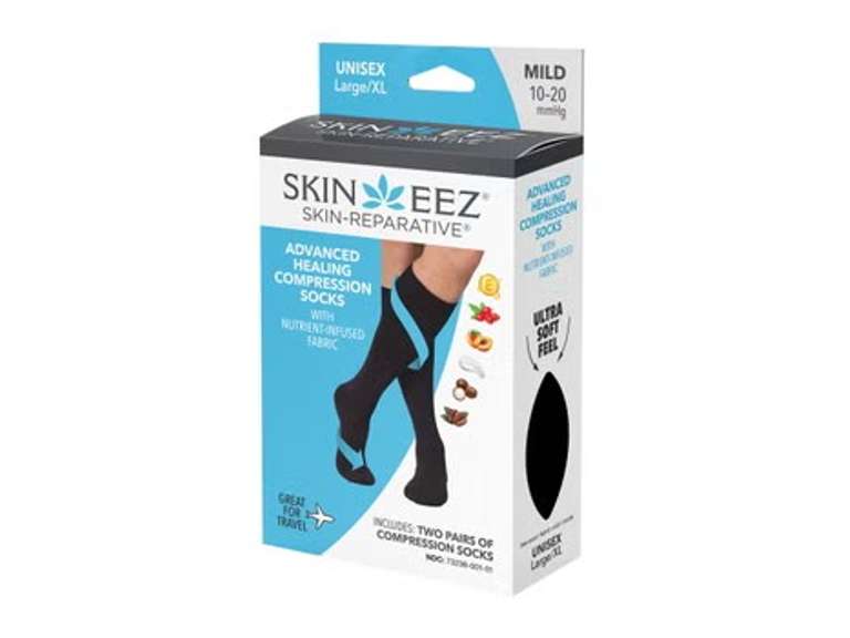 Skineez Medical Grade Advanced Healing Compression Socks, 2-Pack, Mild/Moderate 22