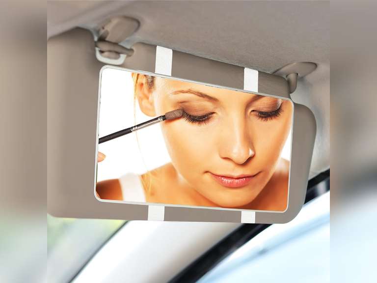 Car Sun Visor Mirror, Cosmetic Makeup Mirrors with Straps, HD Cars Interior Cosmetic Mirror, Car Accessories for Women Universal Sun Visor Mirrors for Trucks, Cars, SUVs (White) 9