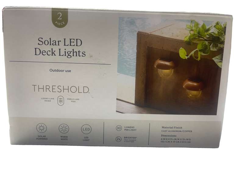 2pk 10L Copper Deck Solar Outdoor Fence Accent Table Lamp - Threshold 20
