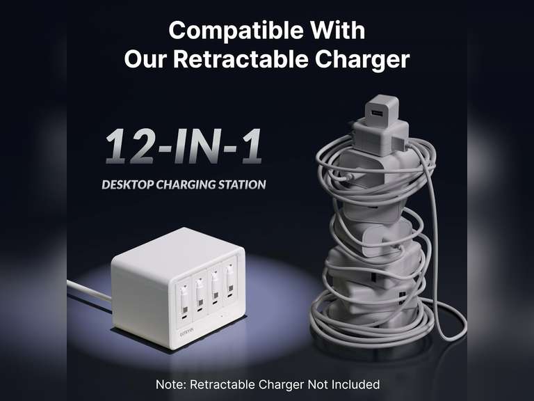 8-in-1 Power Strip, 3.28FT Heavy Duty Extension Cord | Modular Charging Station with 8 AC Outlets, Extension Cord 45  Flat Plug for Home Office, Desktop Accessories, White 55