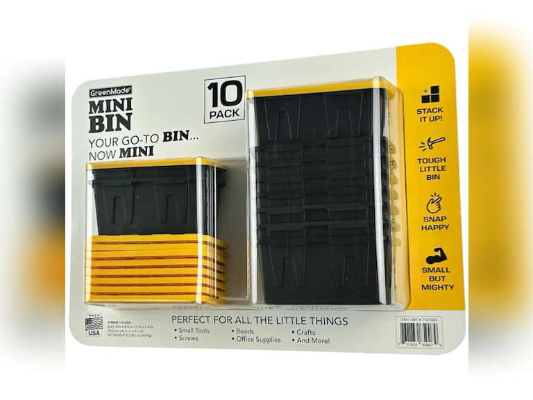 GreenMade MINI BINS 10-Pack Tiny Tote Stackable Storage Heavy Duty Utility Style 26