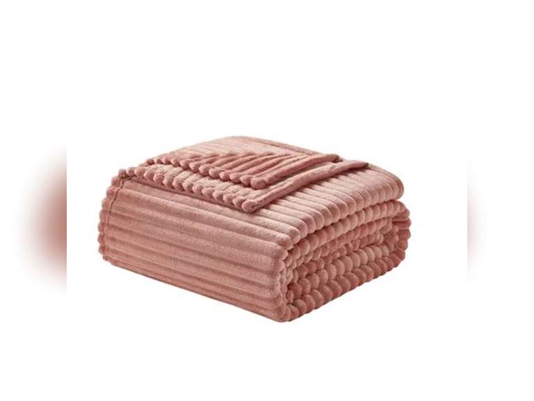 Nestl Cut Plush Fleece Blanket, Soft Lightweight Fuzzy Luxury Throw Size Bed Blankets for Bed, Throw, Misty Rose 21