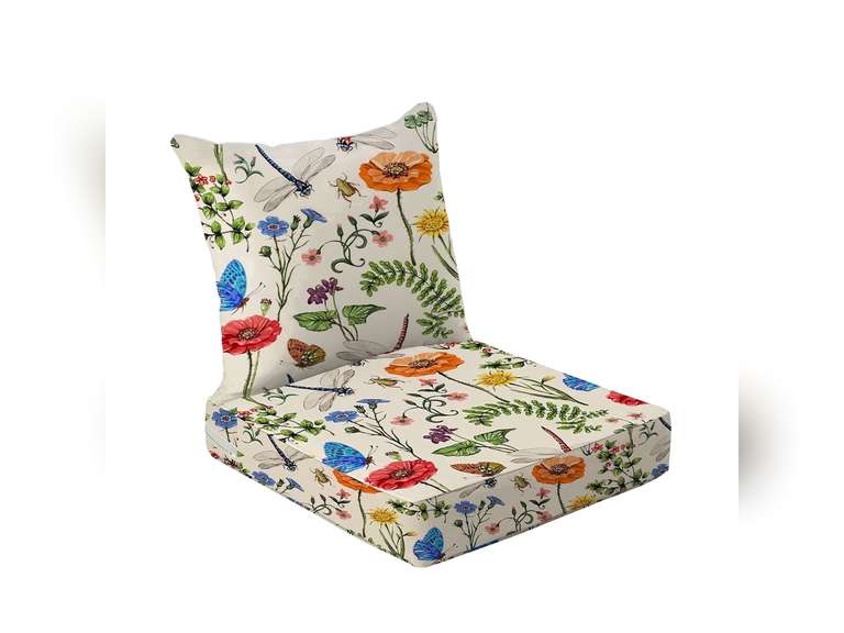 All Smiles Outdoor Deep Seat Chair Cushions 24x24 - Waterproof Floral Patio Furniture Cushion for Lawn Porch, Farmhouse Fade Resistant with Removable Cover 41