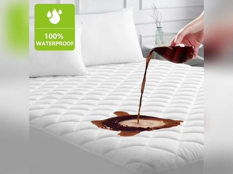 JPHOME Queen Size Quilted Fitted Mattress Pad Cover, 100% Waterproof Mattress Protector, Deep Pocket Fitted 8" - 21", Breathable & Noiseless, Soft and Comfortable (60" x 80", White) 39
