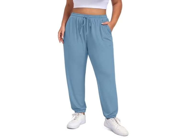 Gleelist Women's Plus Size Tapered Lounge Pants Adjustable Drawstring Soft Casual Comfy Pants Elastic Cuff Ankle With Pockets size 3 XL 30