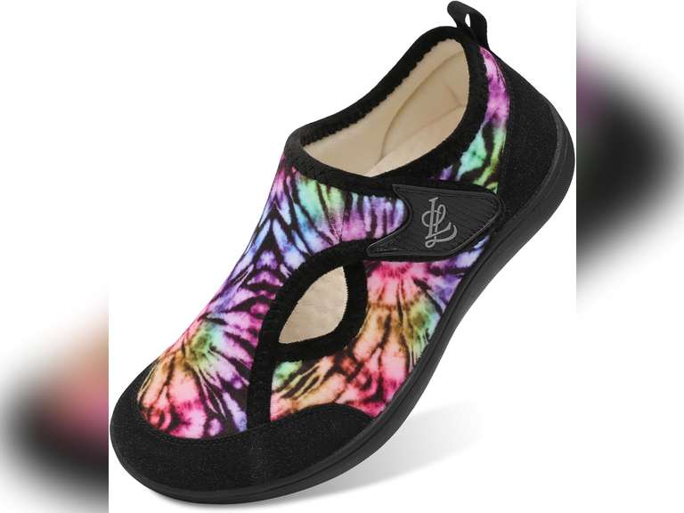 LeIsfIt Womens Slippers Wide Toe Box Adjustable Diabetic House Shoes size:38 29